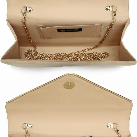 Women Faux Suede Evening Clutch Bag Formal Party Purse Wedding Prom - Picture 6 of 6